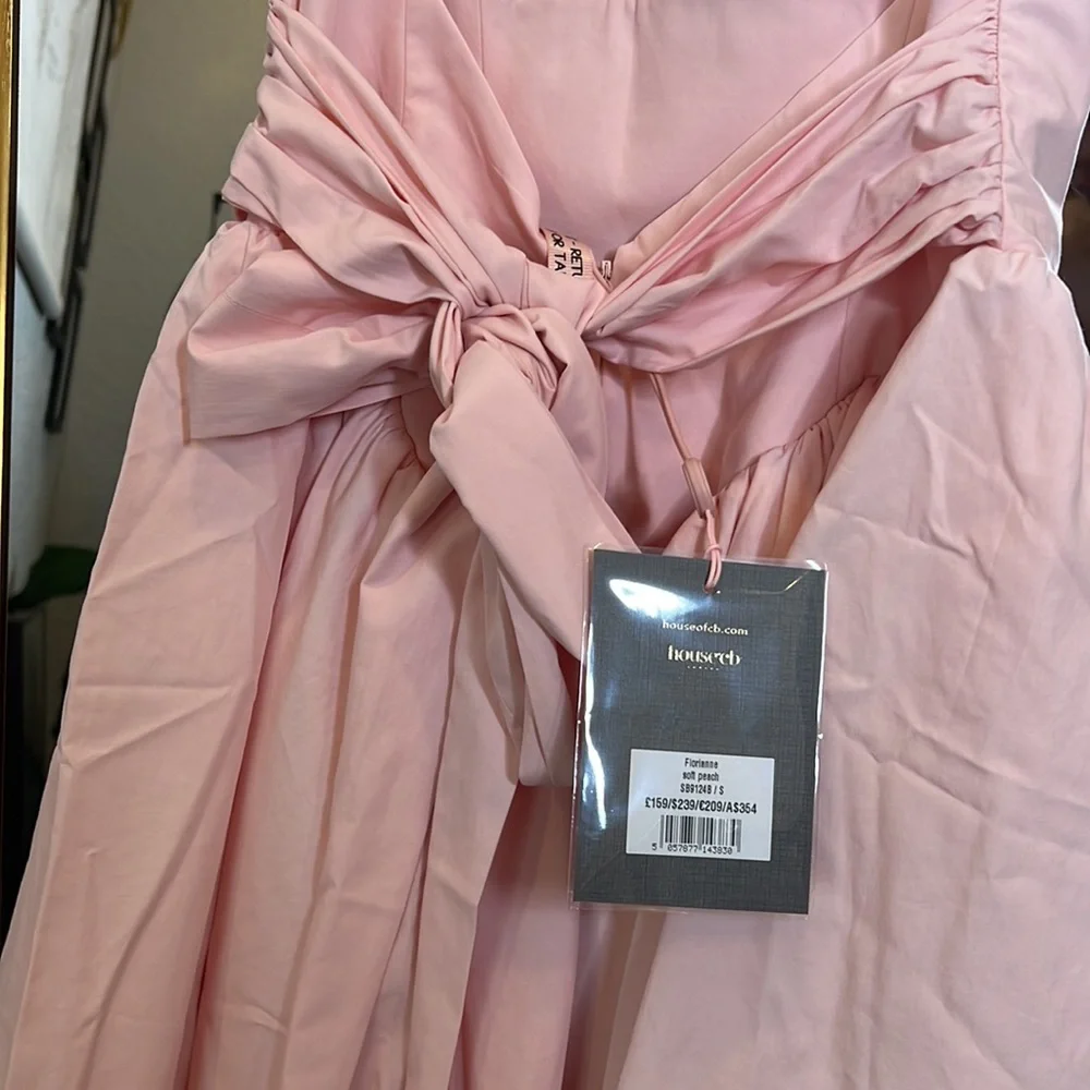House of CB 'Florianne' Soft Peach Bow Mini Dress NWT - Picture 14 of 14